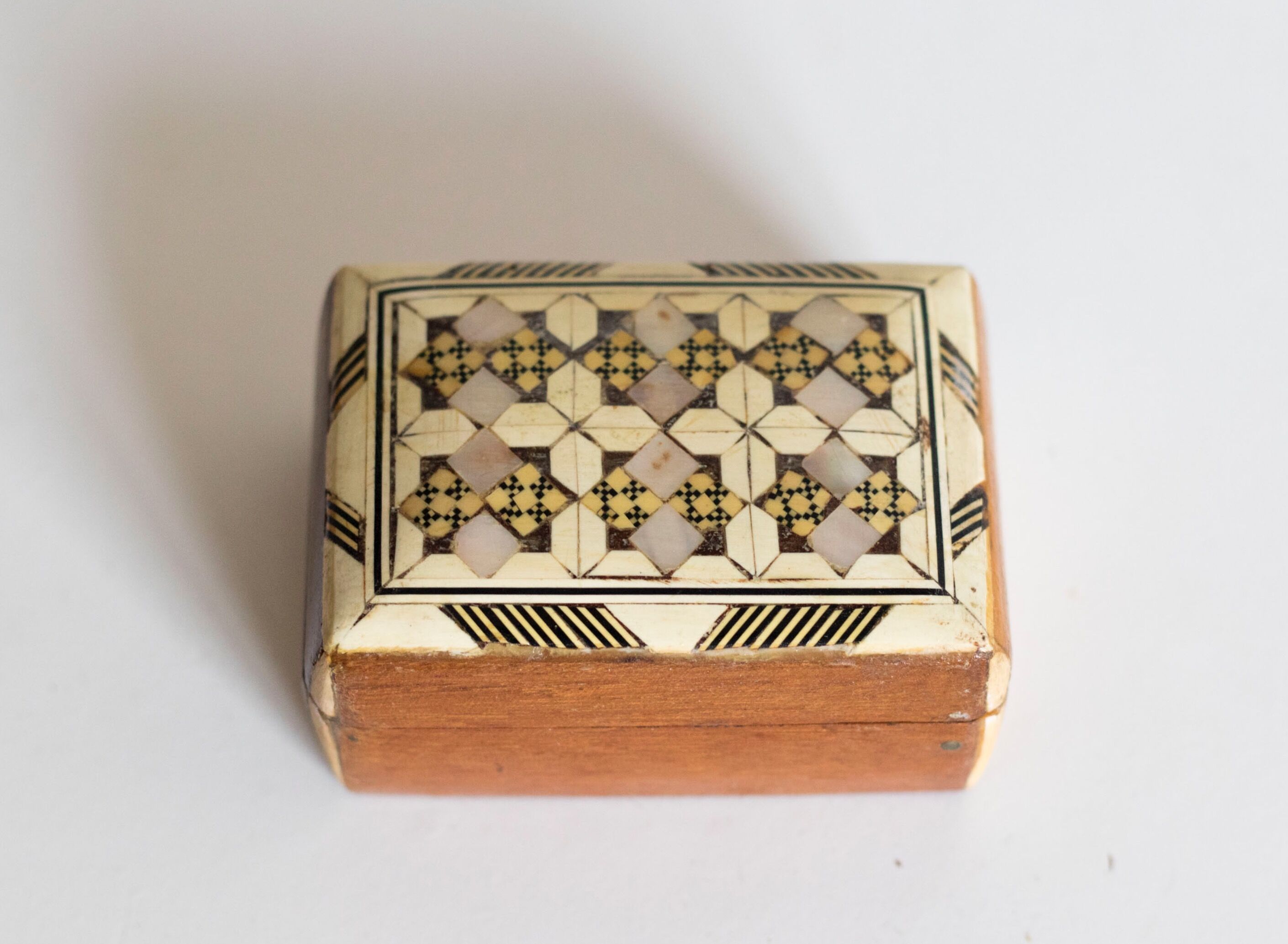 Old wooden box and mother-of-pearl