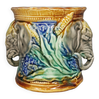 Old tobacco pot / pencils, flower vase elephant onnaing earthenware slip