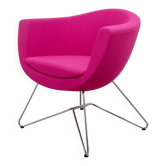 Fauteuil Profim Sorriso 10V en tissu rose et métal chromé