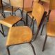 10 mismatched school chairs, restaurant, 1960s
