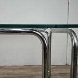 1970s Bauhaus table in chromed tubular steel and glass