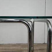 1970s Bauhaus table in chromed tubular steel and glass