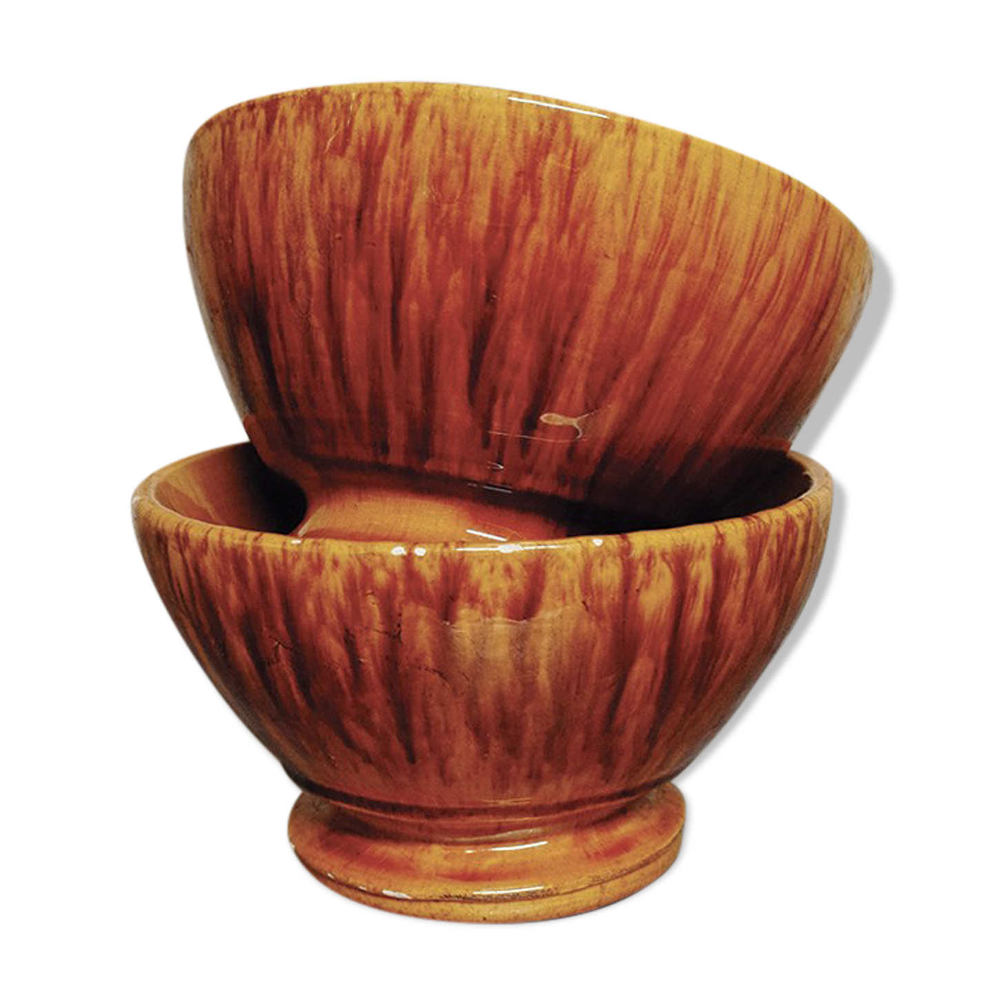 Set of 2 ceramic bowls flamed decoration