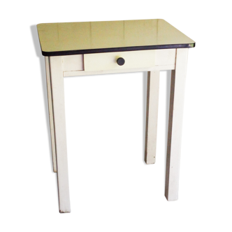 Table blanche plateau et tiroir formica années 50