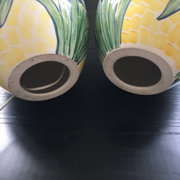 Paire de pieds de lampes italiennes décor iris