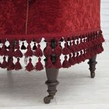 1950s, Danish highback armchair, furniture velour, beech wood legs.