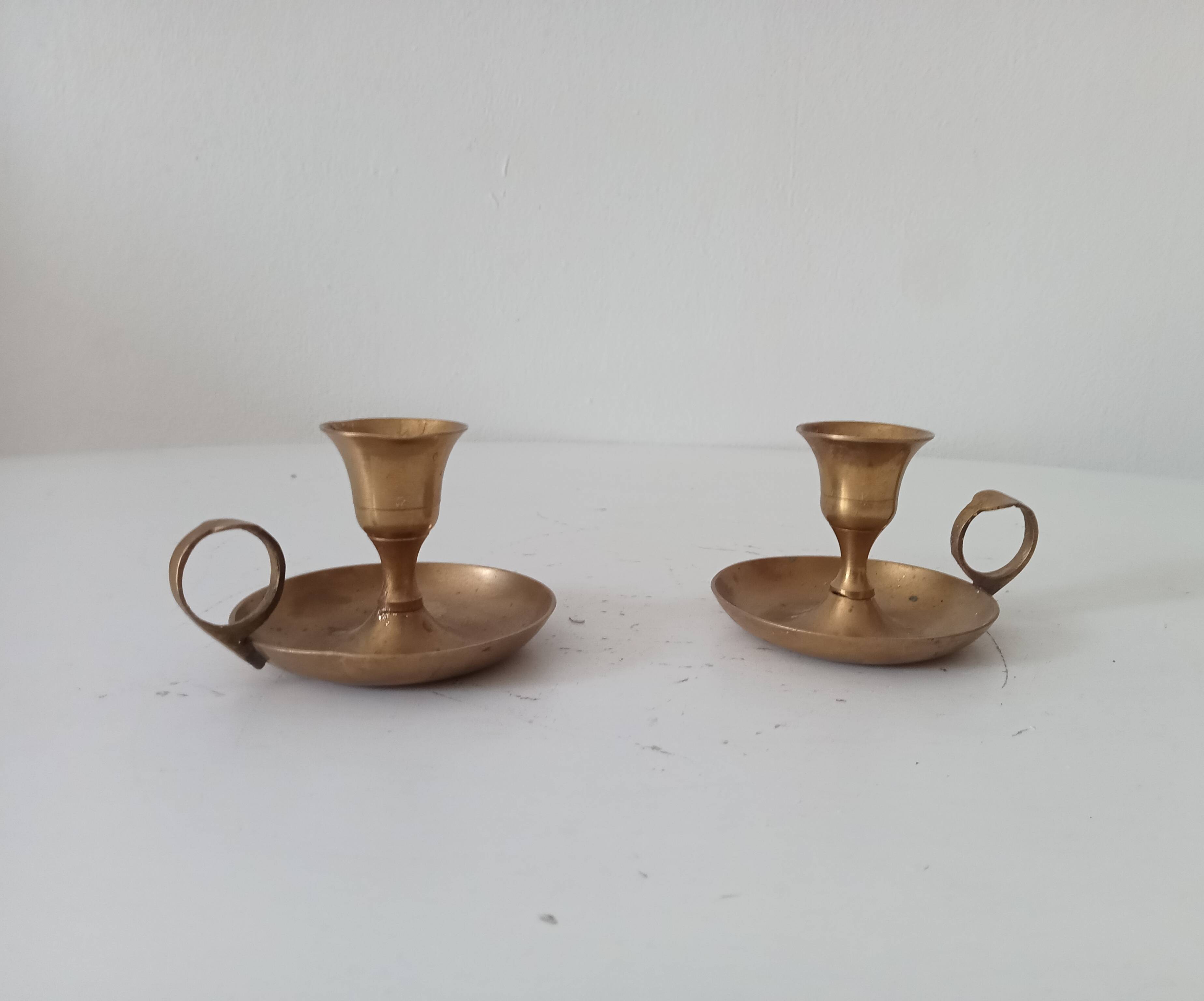 Vintage brass hand candle holder