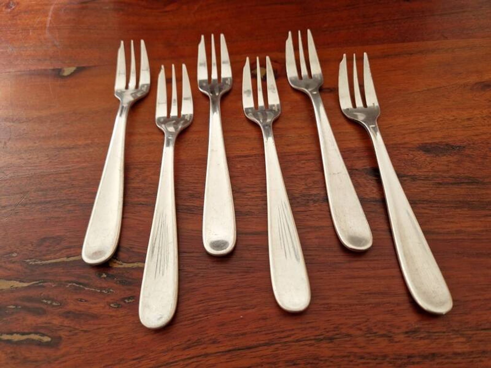 Christofle - Set of 6 Dax model cake forks in silver-plated metal