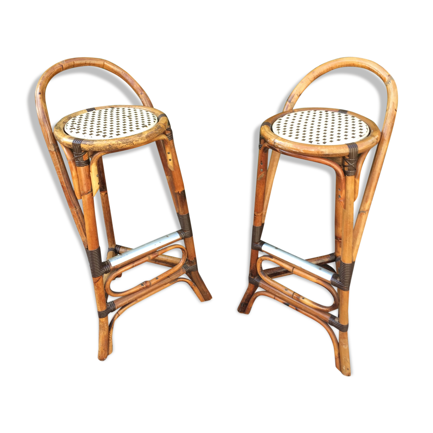 Bamboo and rattan bar stool