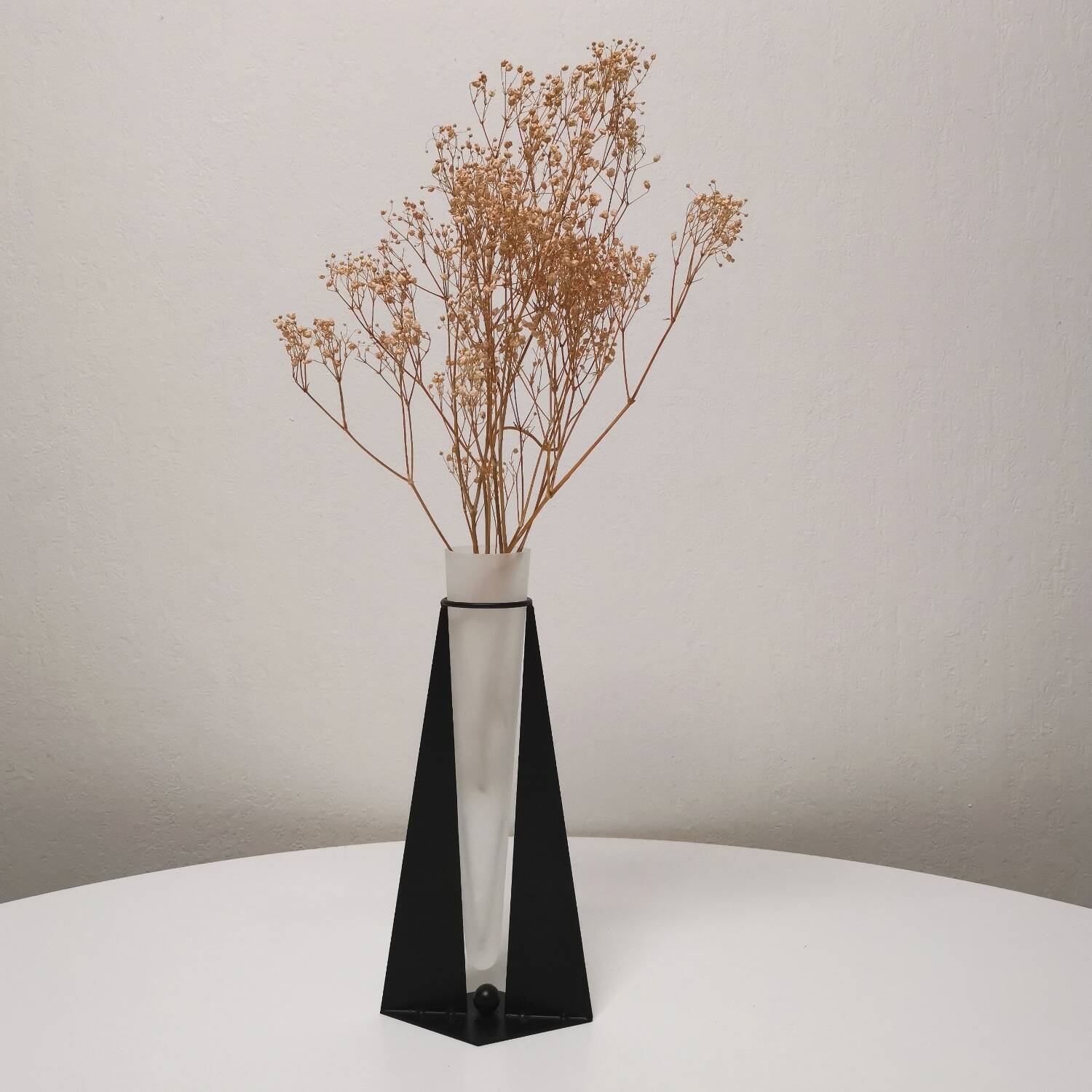 Postmodern metal and glass vase