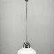 1930s Art Deco Bauhaus Opaline Glass and Chrome Pendant Light
