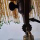 Antique signed reverse painted bronze table lamp, 1910-20