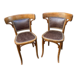 Pair of restaurant chairs bent wood imitation leather 50s