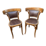 Pair of restaurant chairs bent wood imitation leather 50s