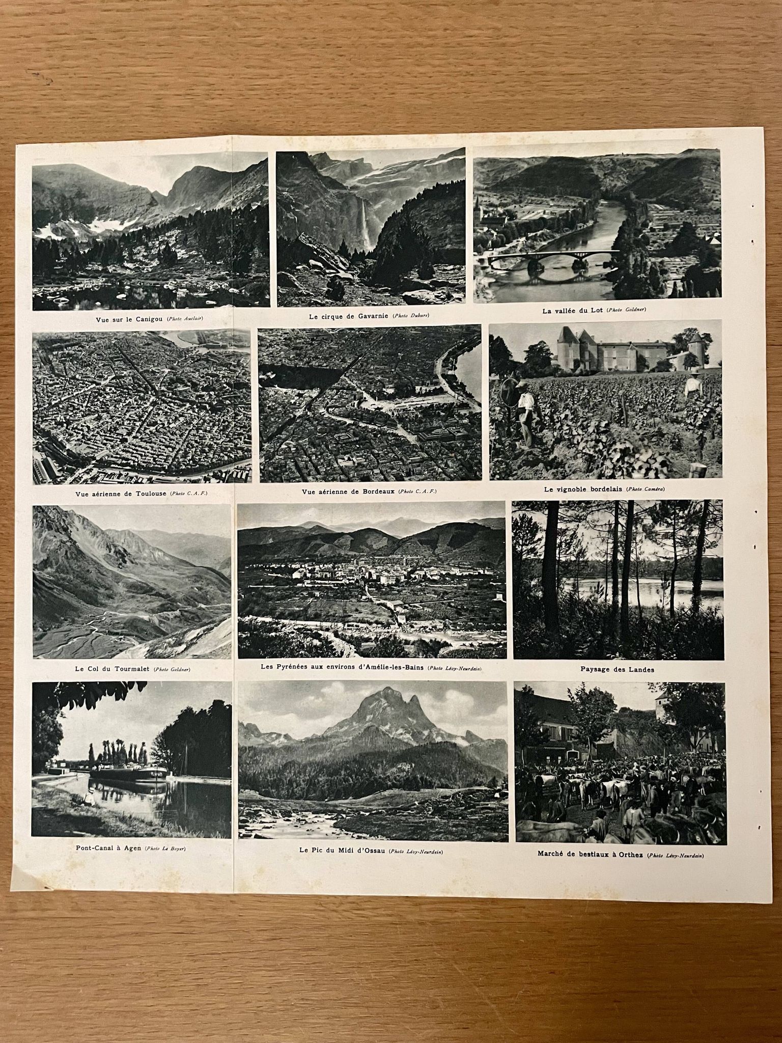 Old map of the Nouvelle-Aquitaine and Pyrenees region from 1945