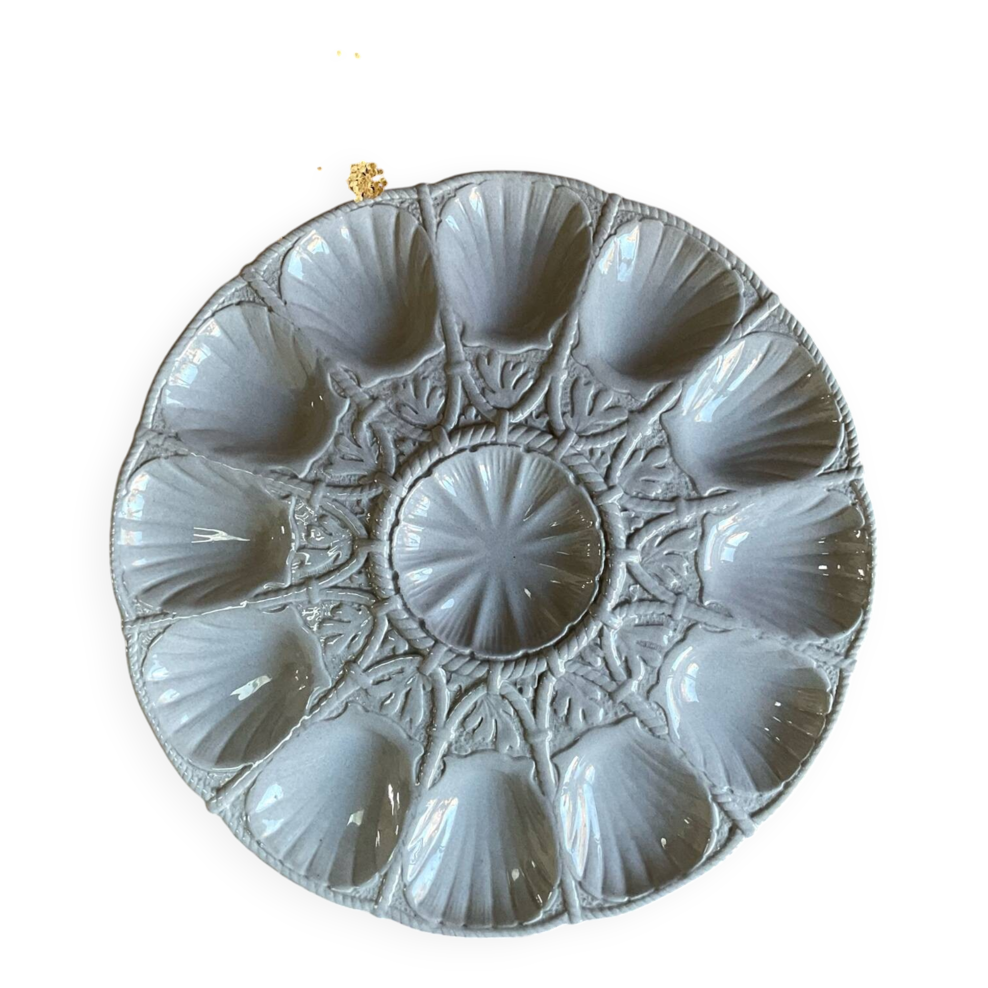 Digoin Sarreguemines France oyster dish in gray slip