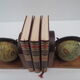 Old pair of greenhouse books in solid wood and world map