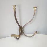 Wall-mounted wall-mounted coat rack in solid brass 50s/60s