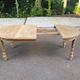 Extendable round farmhouse dining table renovated in raw oak 160cm 20th century