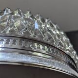 Old silver ceiling light with diamond glass 1960 Haussmannian 30 cm