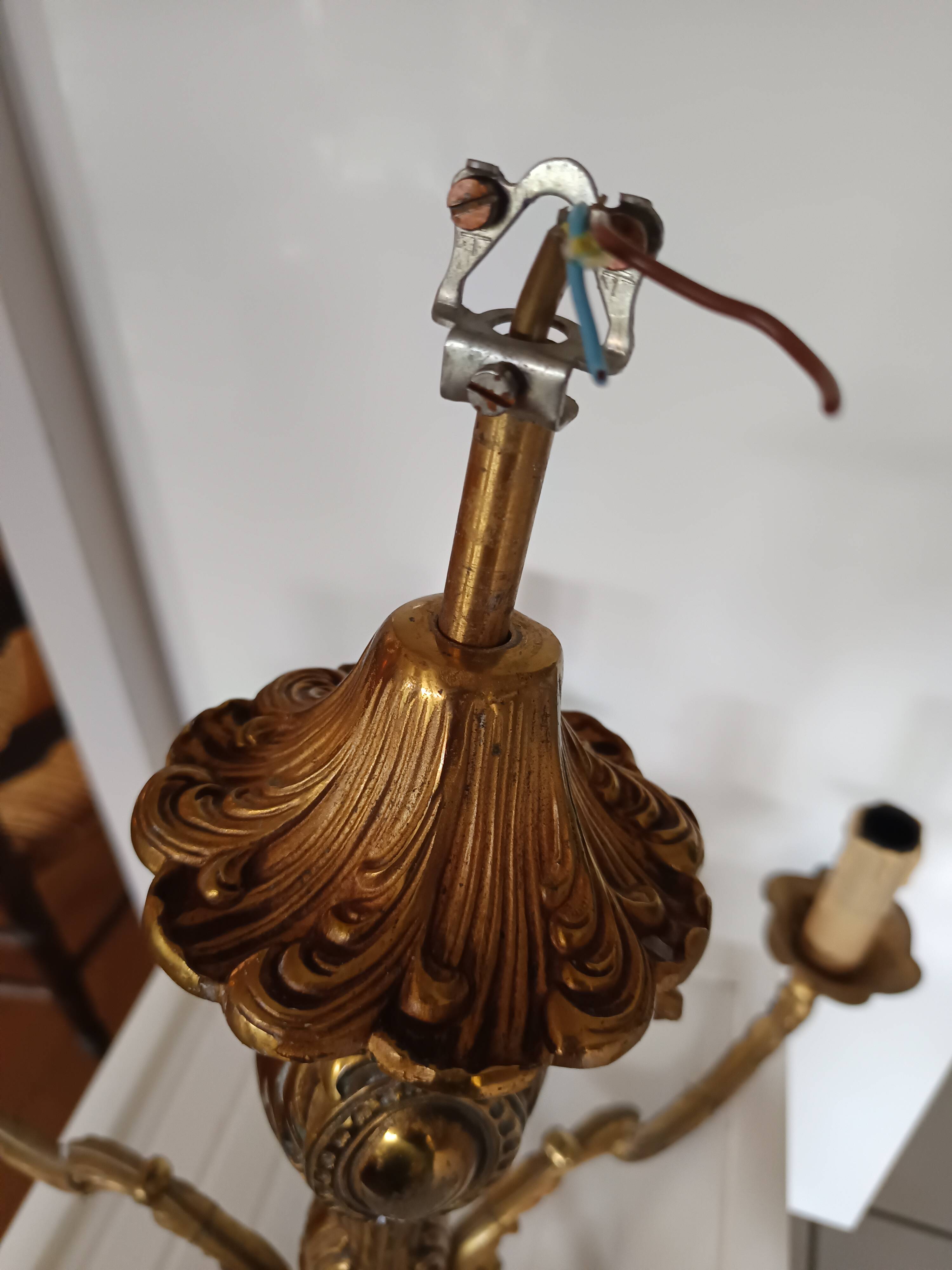 Lustre Louis XV en bronze doré – 6 feux – électricité refaite