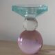 Sculptural candle holder in frosted pink and blue glass