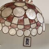 1950s vintage pendant light with mother-of-pearl shade