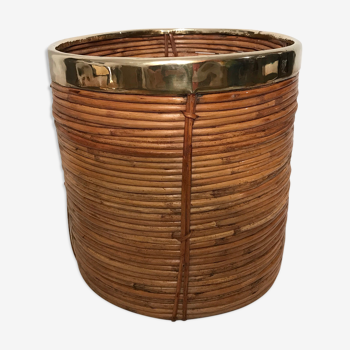 Bamboo and brass pot cover 1970