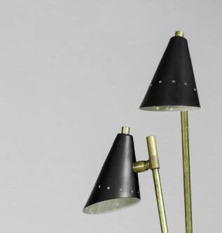 Italian three-headed brass lamp, 50s design