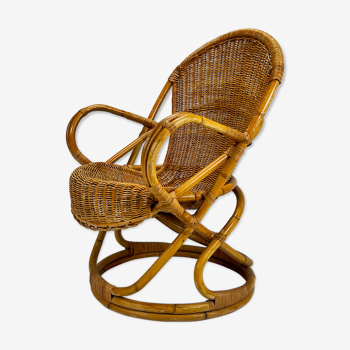 Vintage Rattan Lounge Chair, 1960s