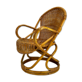 Fauteuil en rotin vintage, années 1960