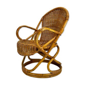 Fauteuil en rotin vintage, années 1960