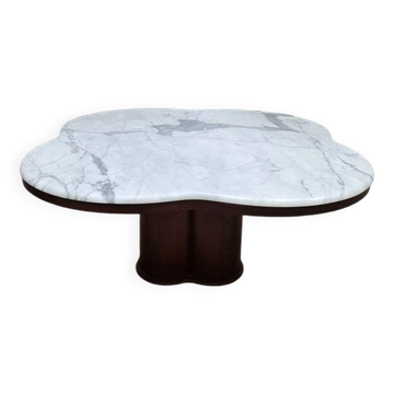 Midcentury travertine coffee table Jean Royère style