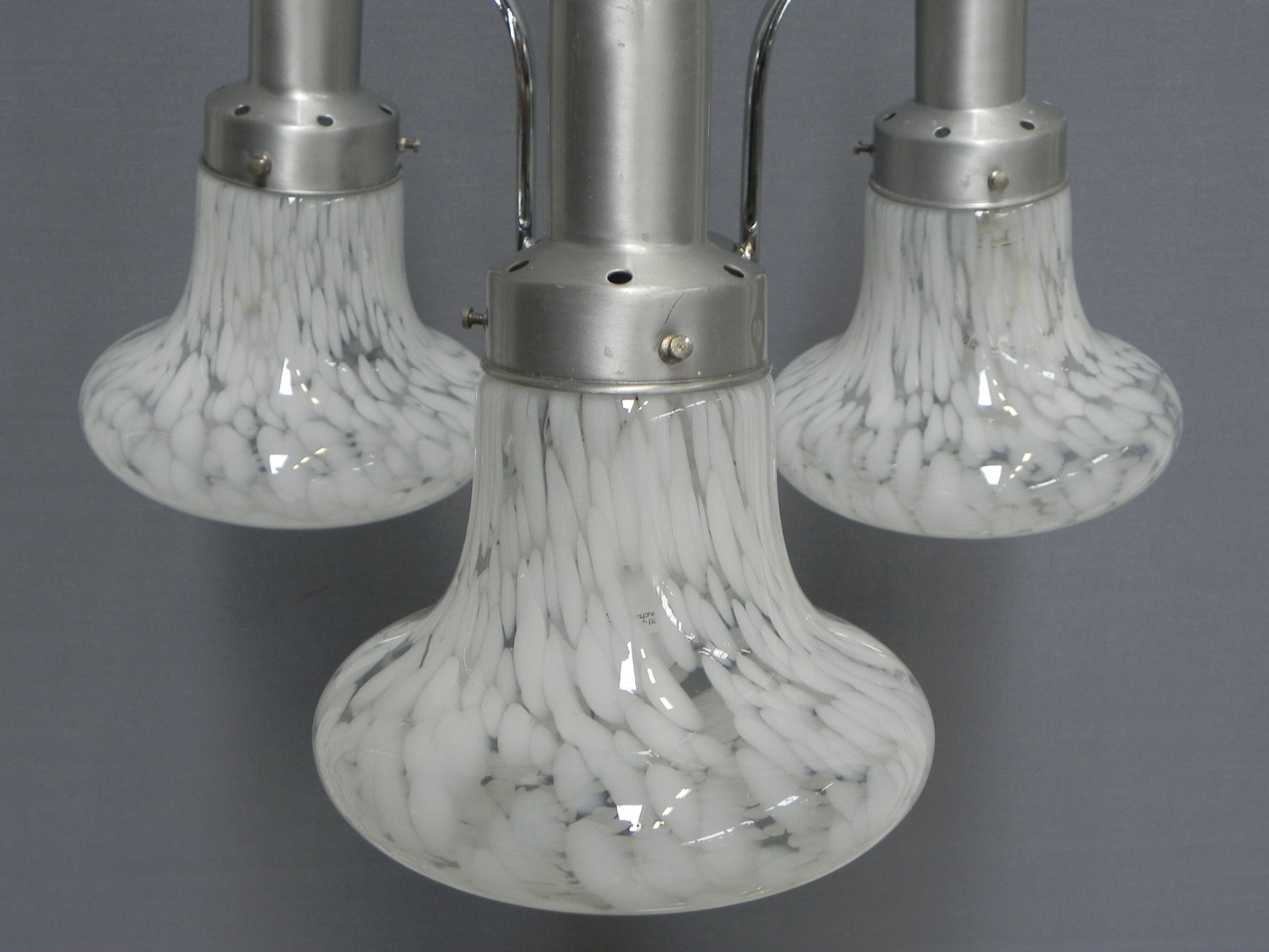 Vintage hanging lamp with 3 cloudy glass shades