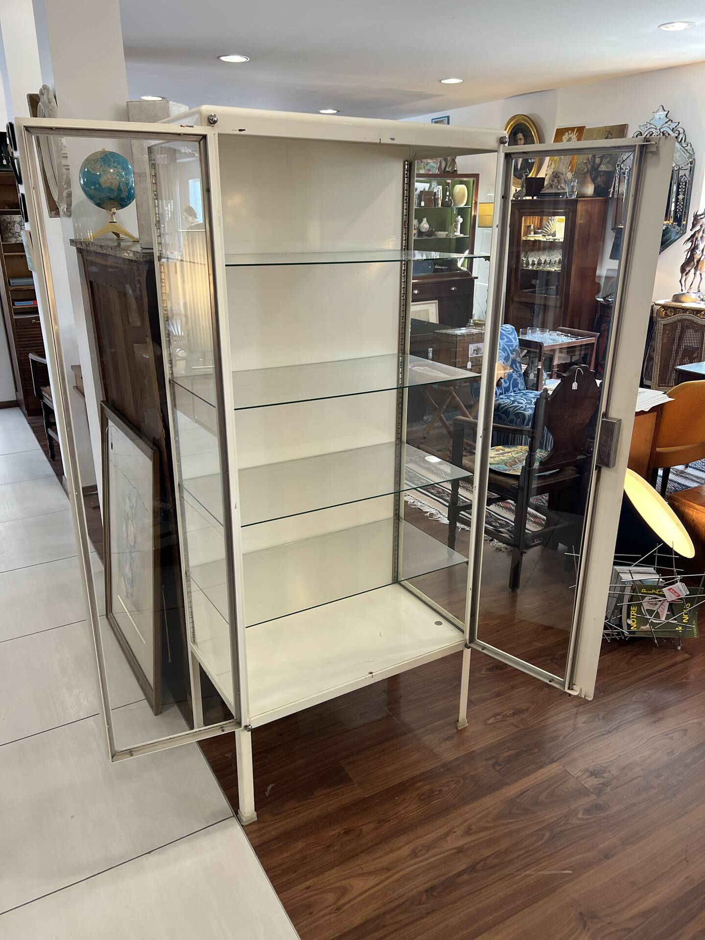 Vintage pharmacy display cabinet