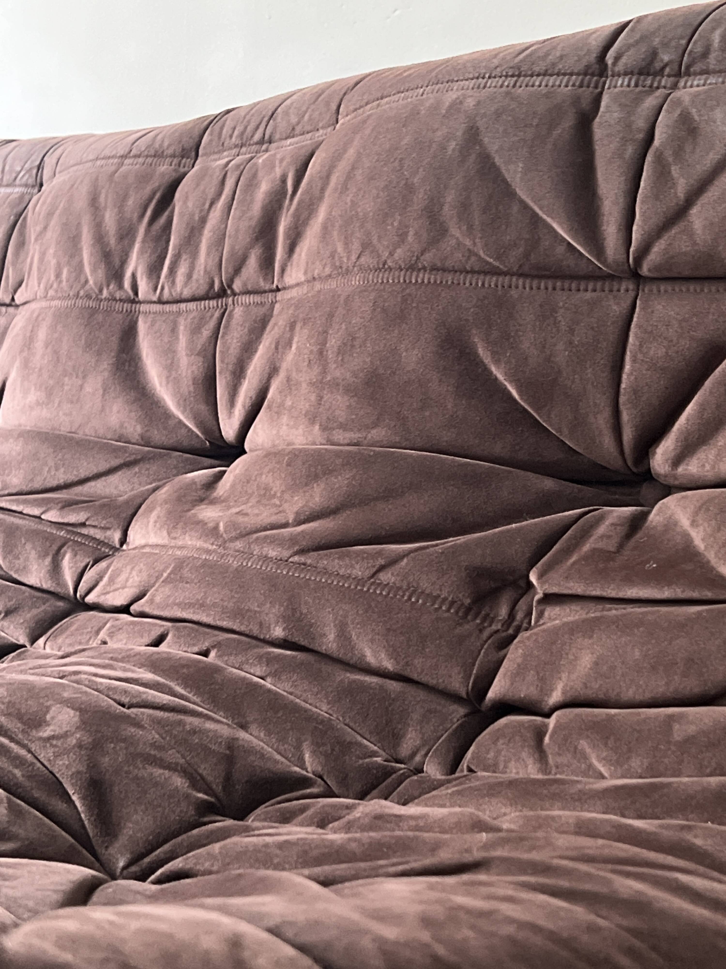 Togo 3-seater sofa in brown alcantara suede, Ligne Roset