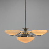 Art Deco Nickel-plating Chandelier, 1930s, Restored