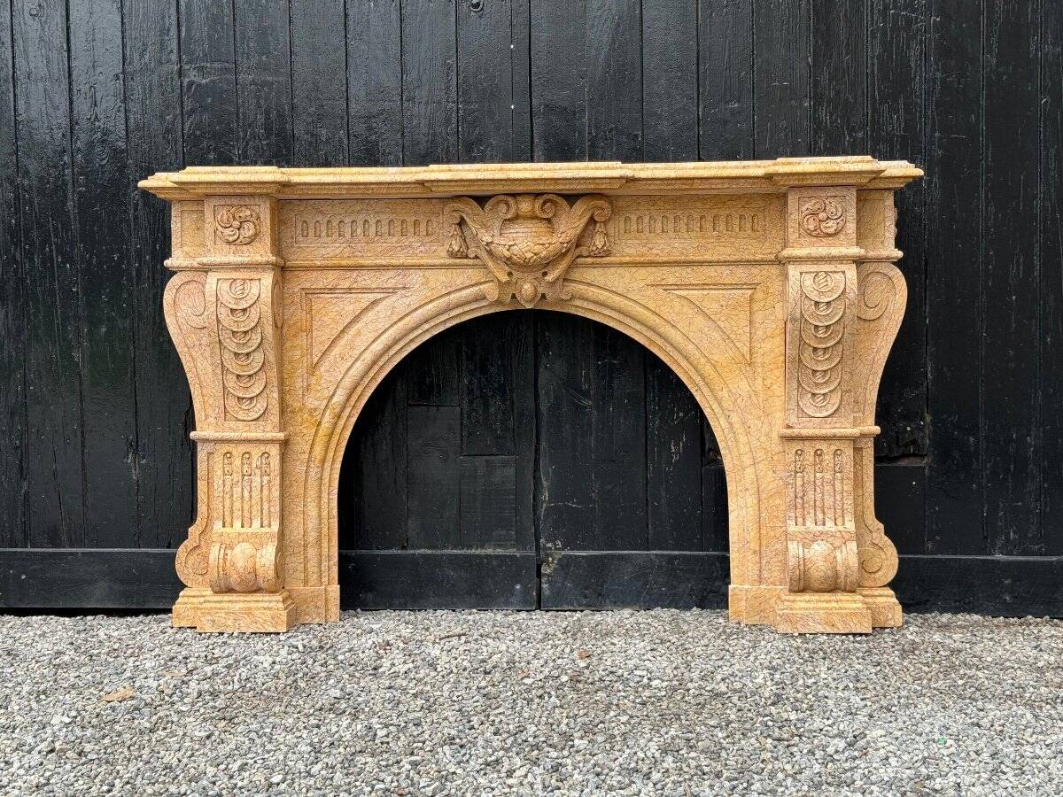Napoleon iii style lamartine yellow marble fireplace circa 1880