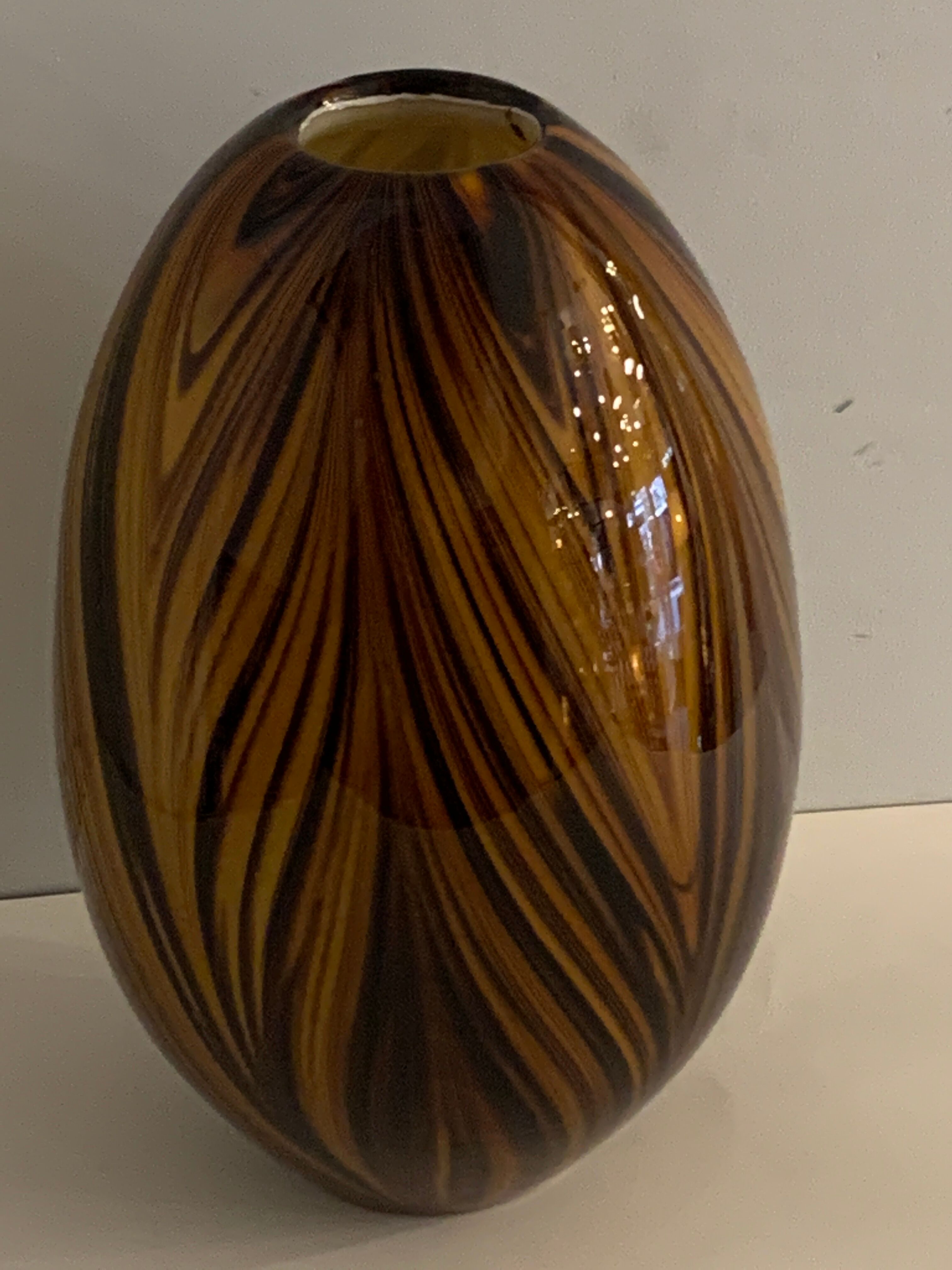 Yellow and black glass vase