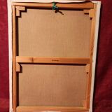 Oil painting on canvas Provençal landscape Village around its bell tower