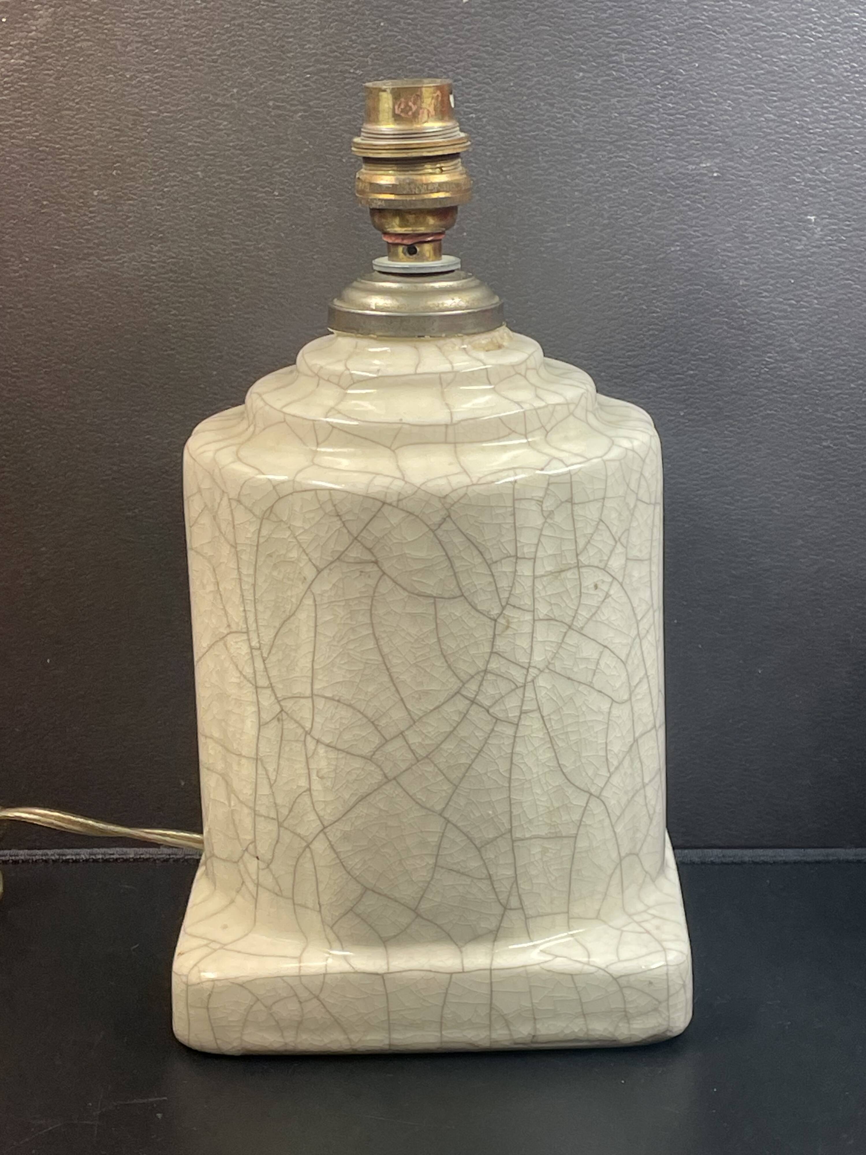 Art Deco cracked ceramic lamp base circa 1930 -