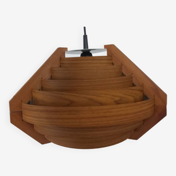 metal ceiling lamp in wooden style in the manner of Hans Agne Jakobsson