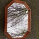 Vintage octagonal mirror in solid wood 70x50cm