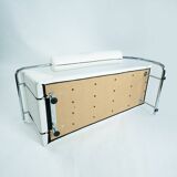 Dutch design Rob Eckhardt chaise longue white leather tubular steel, 1980s