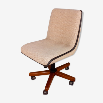 Scandinavian style vintage office chair in fabric and teak