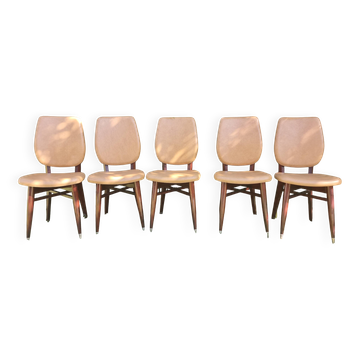 Set of 5 vintage chairs from the 1950s.