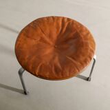 Pair of Danish "PK-33" Brown Leather Stools by Poul Kjaerholm, 1960s