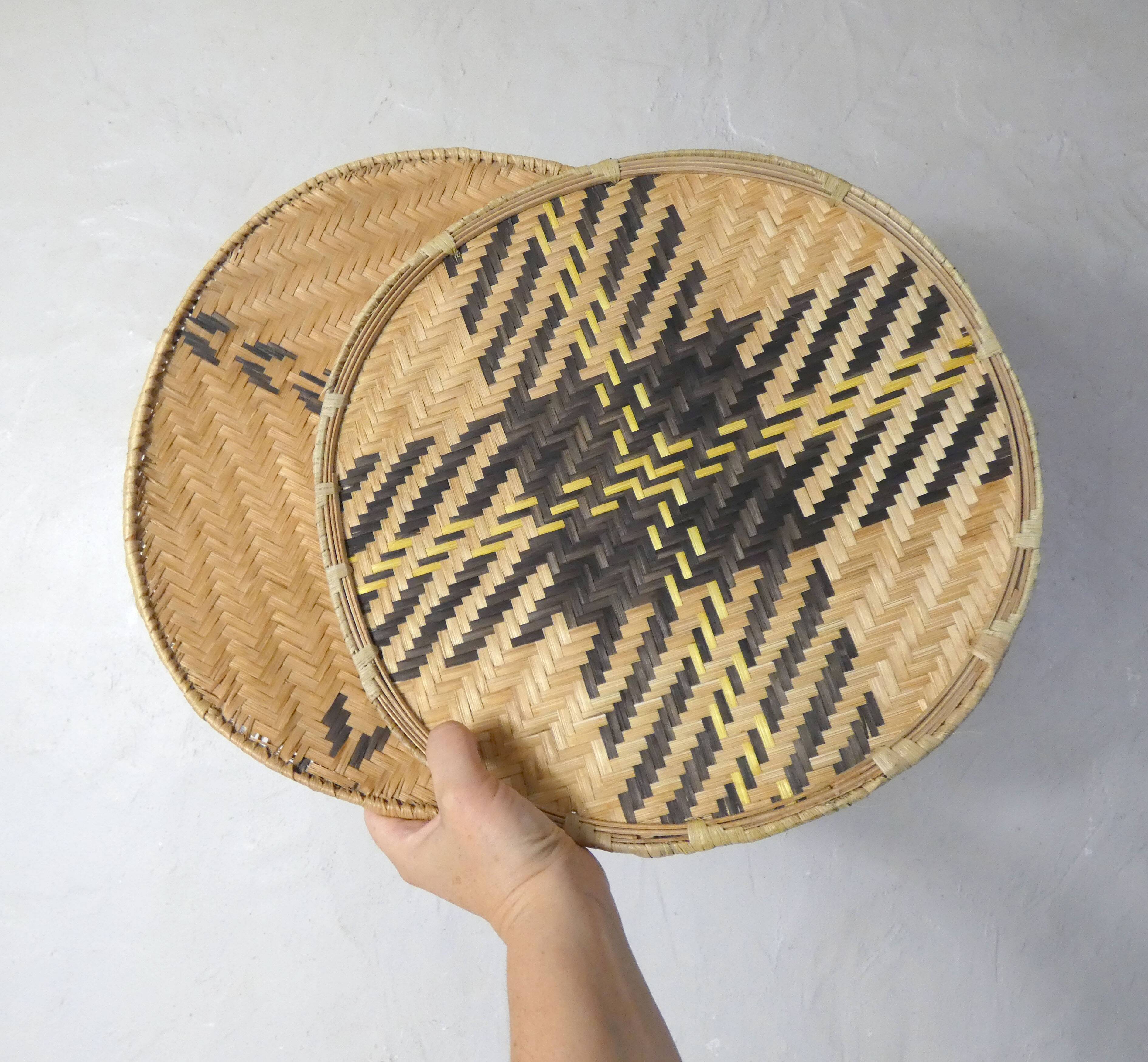 Ethnic rattan and bamboo winnowing trays