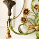 Large vintage Italian wall sconce with golden flowers, Florentine style.