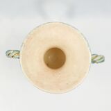 Sumptuous vase Vallauris 50s TBE polychrome twisted handles gilded gold fine gold